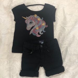 Children’s place 🦄 unicorn shirt and shorts